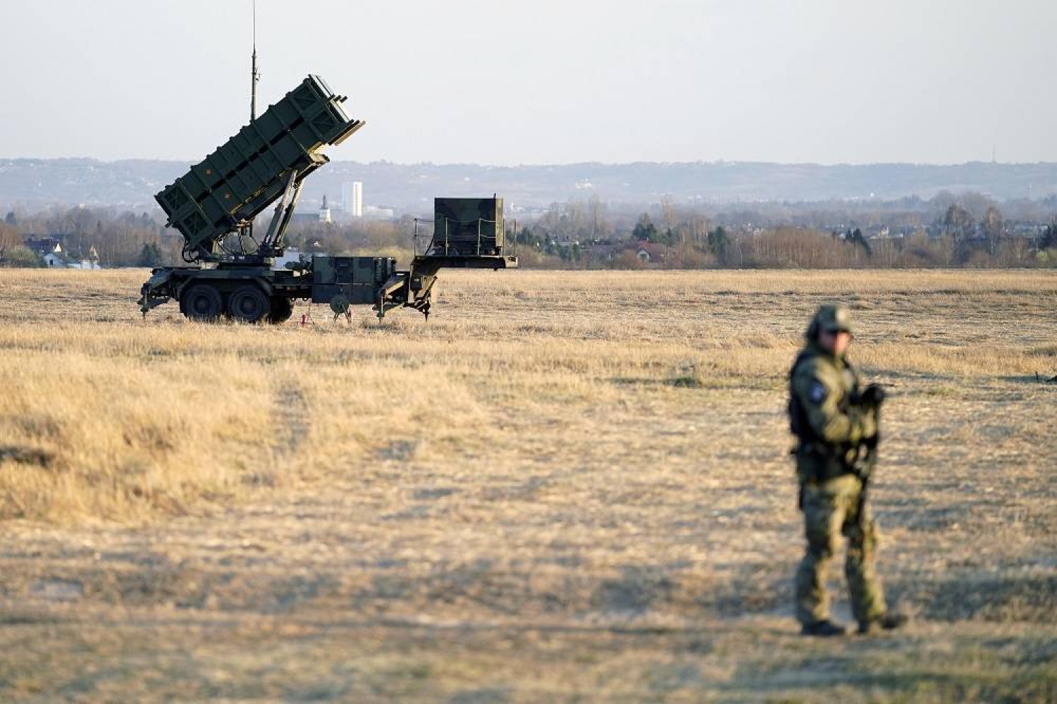 Patriot missiles are seen at the Rzeszow-Jasionka Airport, Friday, March 25, 2022, in Jasionka, Poland. (AP)