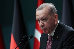  Turkish President Recep Tayyip Erdogan speaks during a press conference with German President following their meeting at the Presidential Complex in Ankara, on April 24, 2024. (AFP)