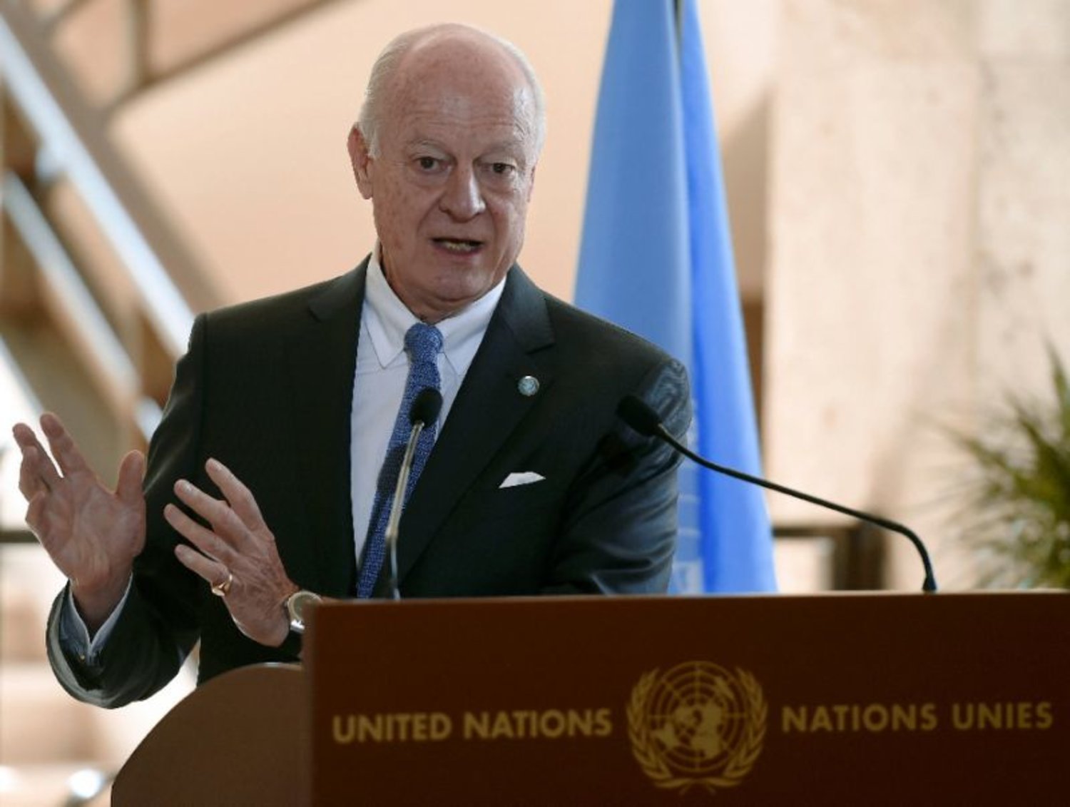 UN Syria envoy Staffan de Mistura in Geneva, on March 14, 2016 (AFP Photo/Philippe Desmazes)