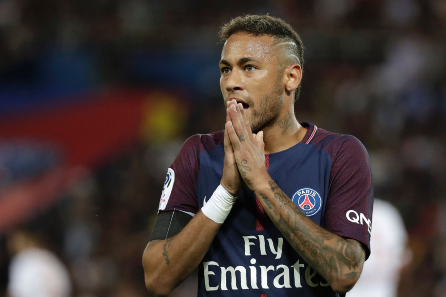 Paris Saint-Germain's Brazilian forward Neymar reacts during a PSG match on August 20, 2017. (AFP)