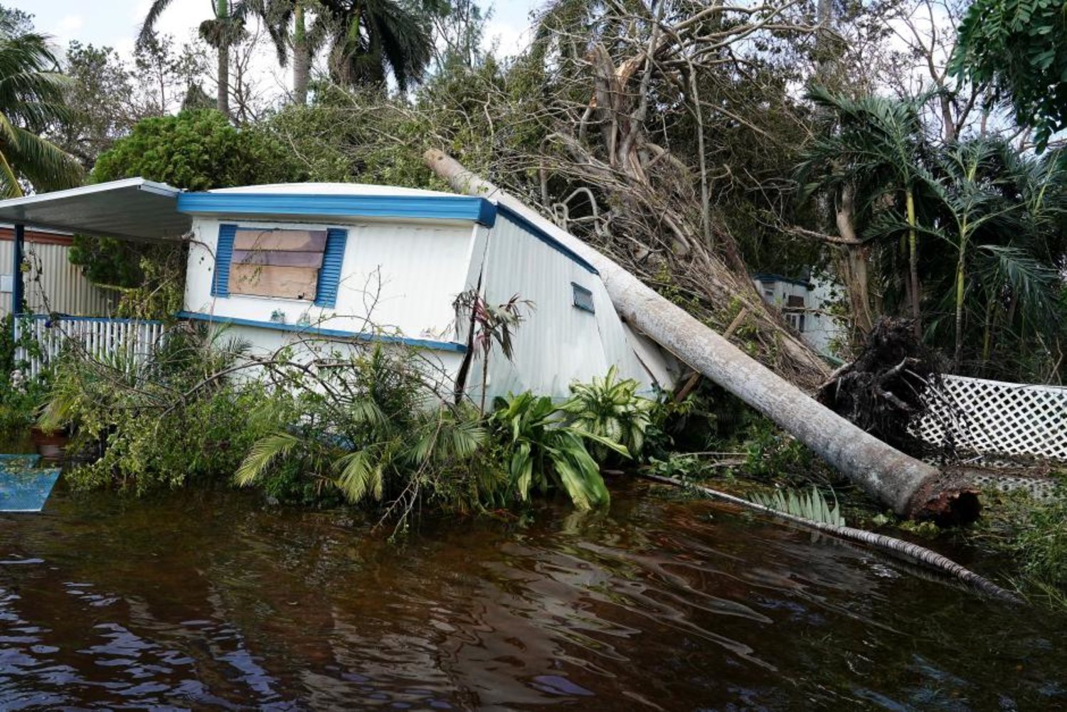 A trailer in a trailer park is pictured following Hurricane Irma in Key Biscayne, Florida, US, September 11, 2017. (Reuters)