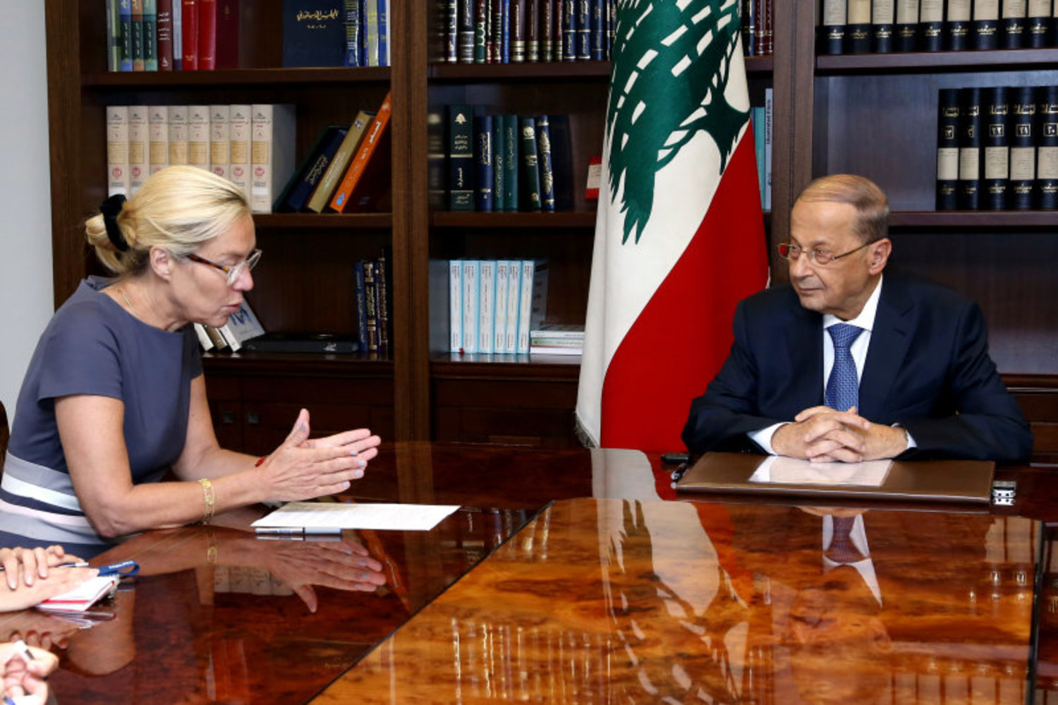 President Michel Aoun meets with UN Special Coordinator for Lebanon Sigrid Kaag at Baabda Palace. (Dalati and Nohra photo)