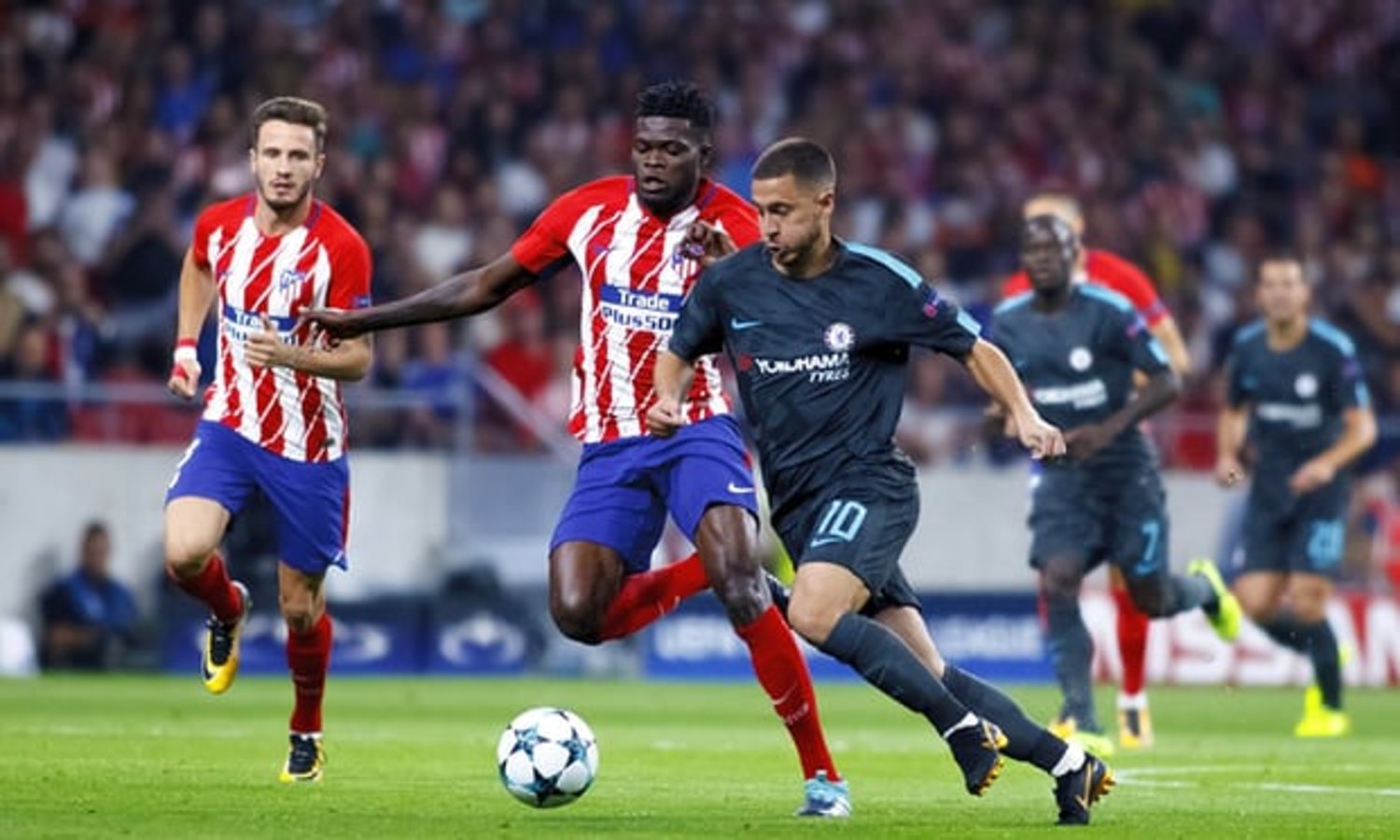  Eden Hazard stood out for Chelsea even in a highly impressive team performance against Atlético Madrid. Photograph: Anadolu Agency/Getty Images  