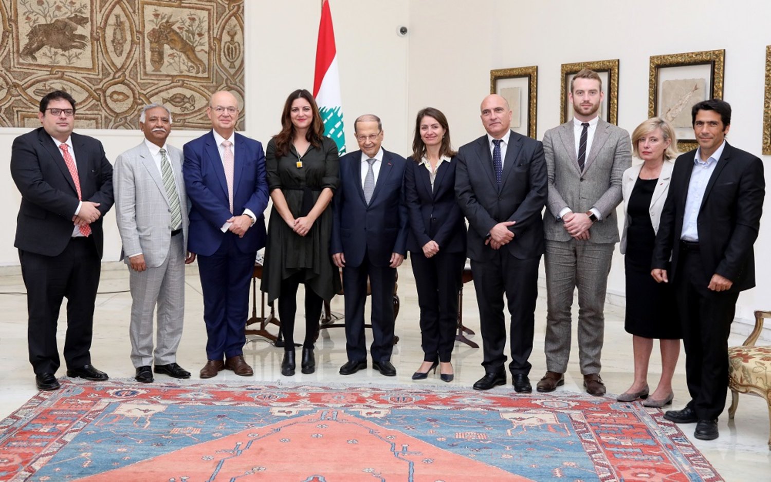 Lebanese President Michel Aoun during his meeting with a delegation from the European Parliament for Relations with the Arab Mashreq countries led by Marisa Mattias. (Dalati & Nohra)
