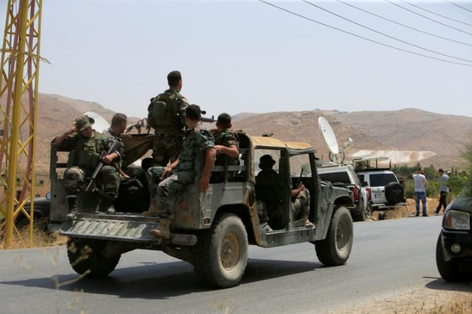 Lebanese army soldiers patrol a street in Labweh, at the entrance of the border town of Arsal, in eastern Bekaa Valley, Lebanon July 21, 2017. (Reuters)