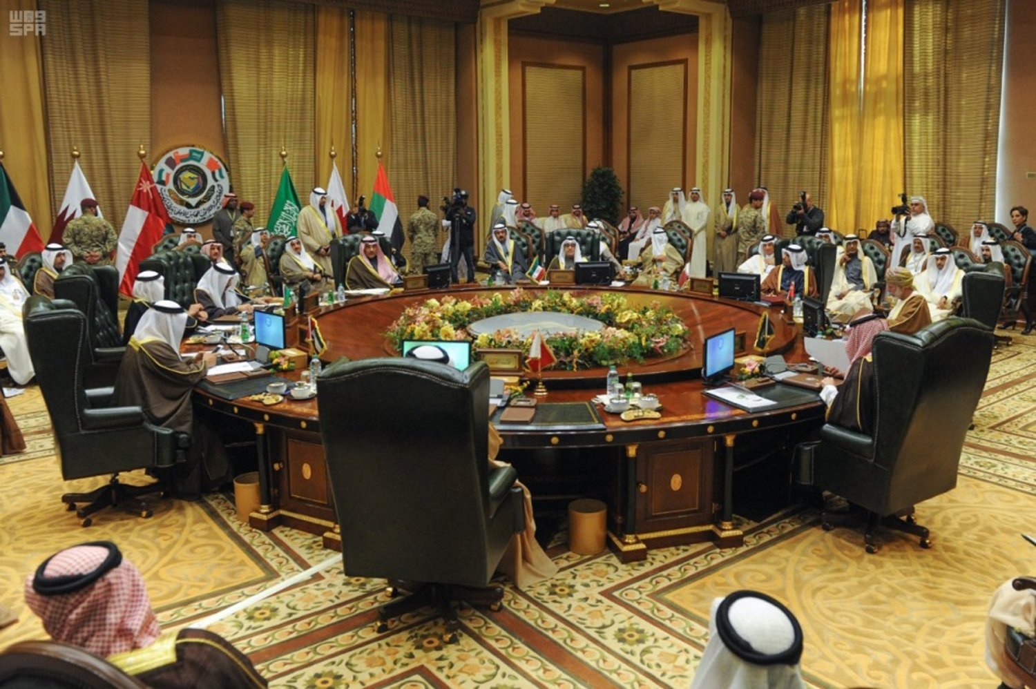 A general view of the meeting of the Gulf Cooperation Council (GCC) of foreign ministers at the Bayan palace in Kuwait City on December 4, 2017. (SPA)