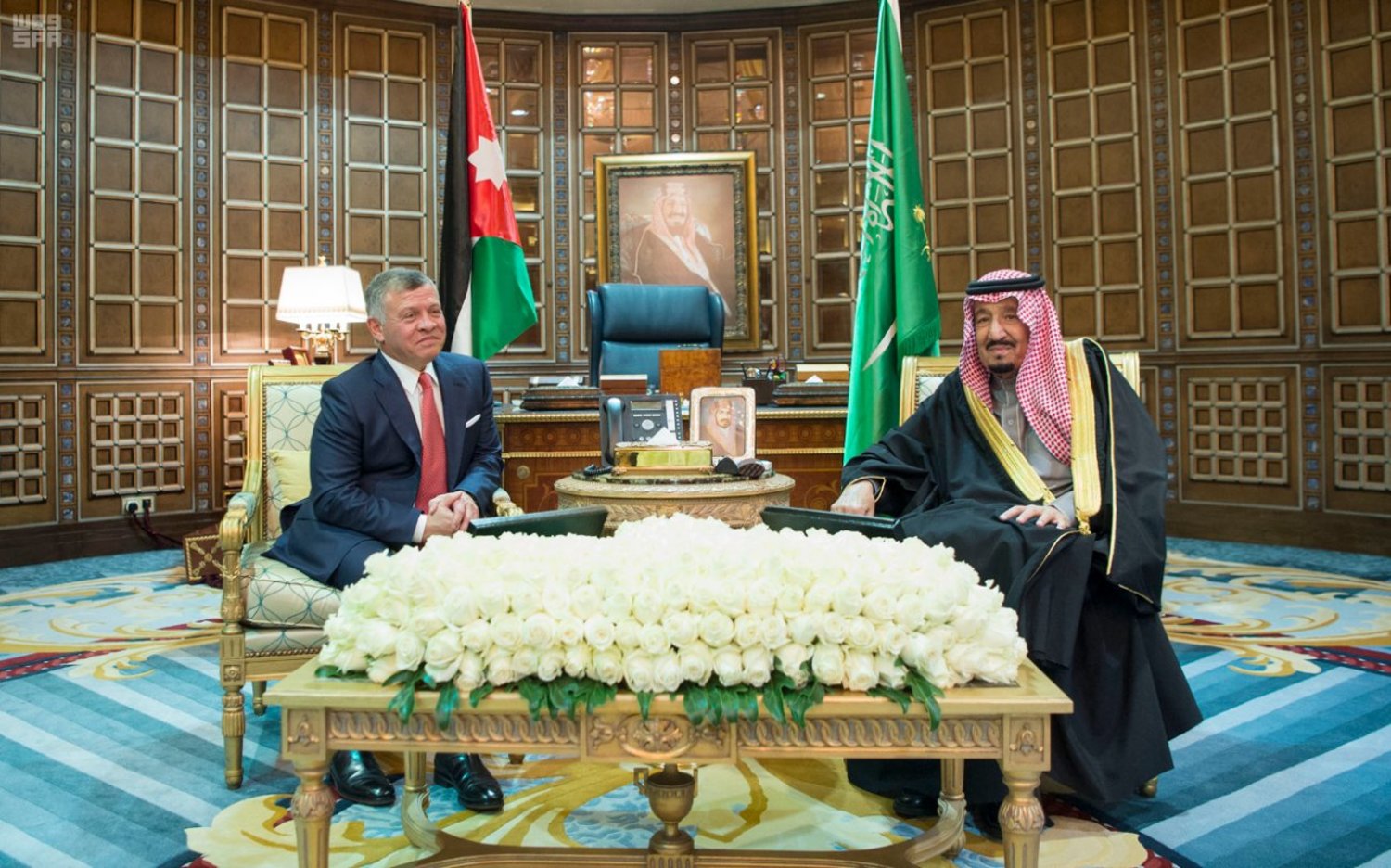 Custodian of the Two Holy Mosques and King of Jordan hold session of official talks (SPA)