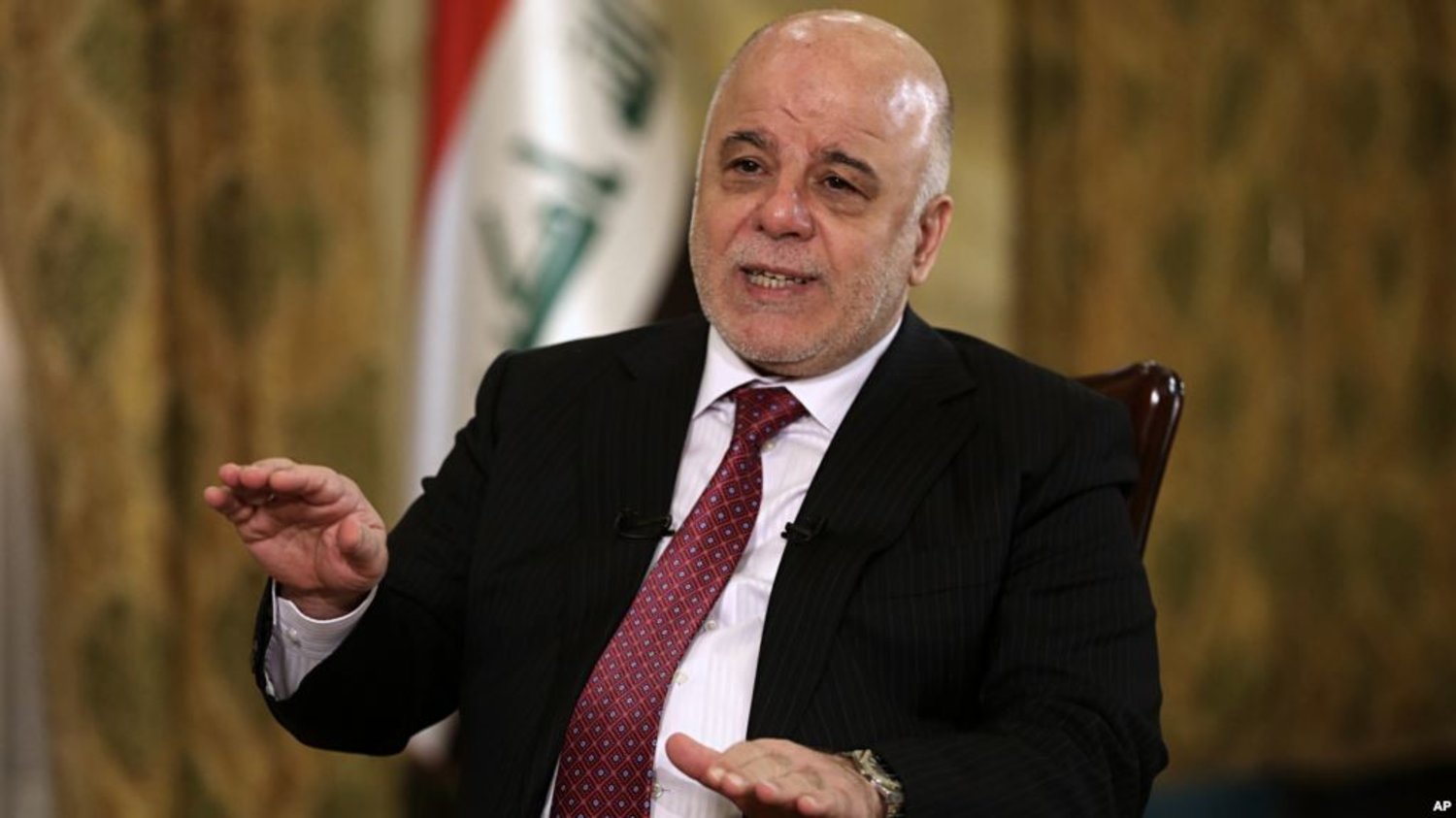 Iraq's Prime Minister Haidar al-Abadi speaks during an interview with The Associated Press in Baghdad, Iraq, Sept. 16, 2017. (AP) 