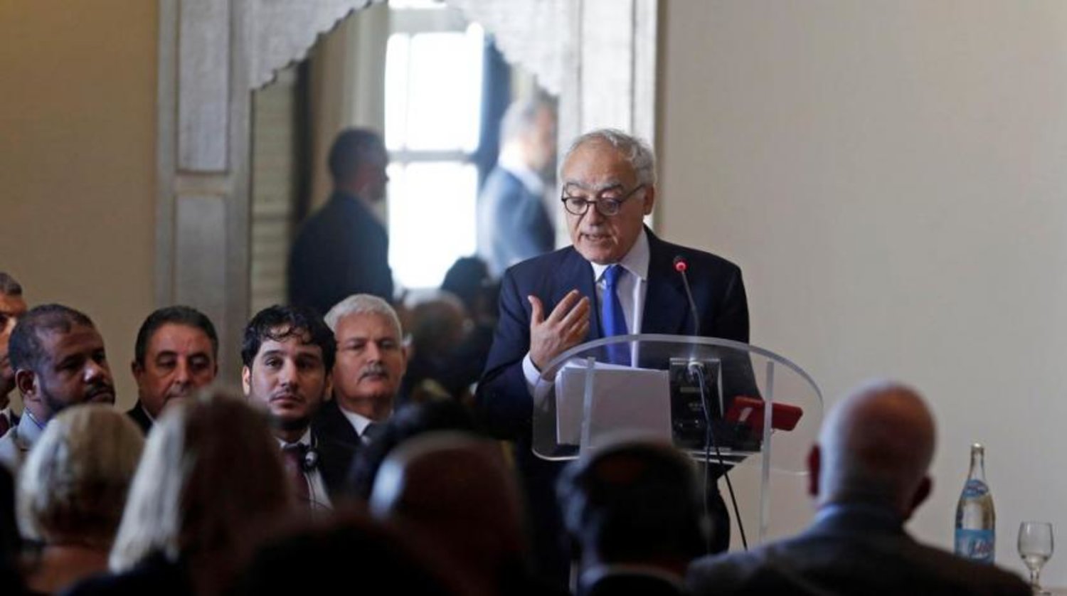 Ghassan  Salamé, UN envoy to Libya envoy, addresses members of Libya’s rival factions at a conference in Tunis, on September 26, 2017. PHOTO: Zoubeir Souissi / Reuters