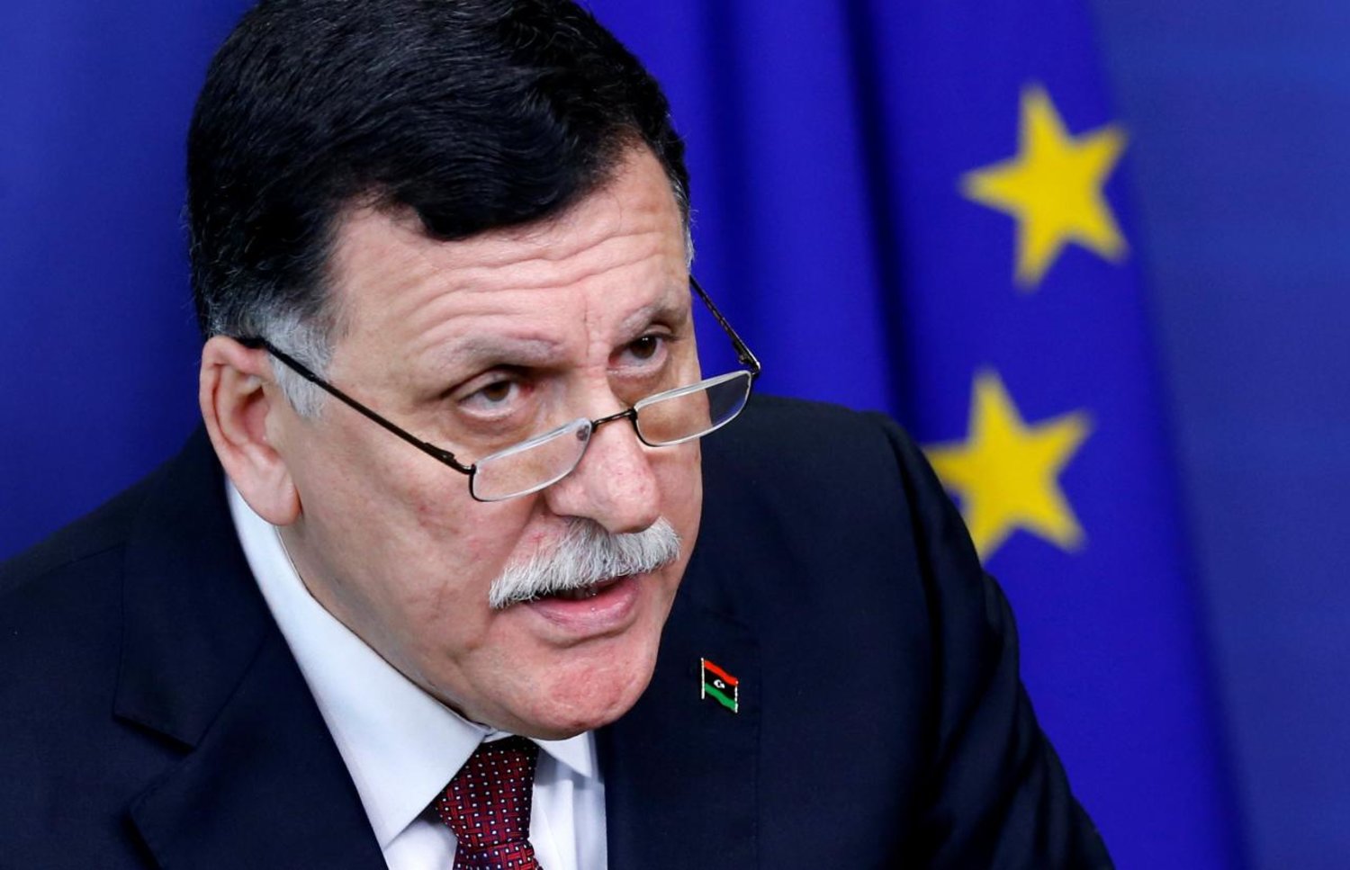 Libya's Prime Minister Fayez al-Sarraj addresses a joint news conference with European Union foreign policy chief Federica Mogherini (unseen), Reuters 