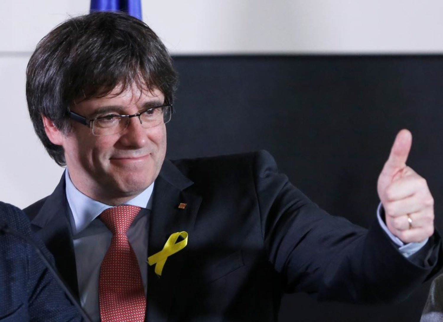 Carles Puigdemont, the dismissed President of Catalonia, arrives to speak after watching the results of Catalonia's regional election in Brussels, Belgium, December 21, 2017. (Reuters)