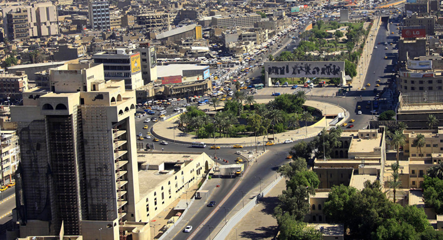 An aerial view of Tahrir Square in downtown Baghdad, Iraq. (AP)