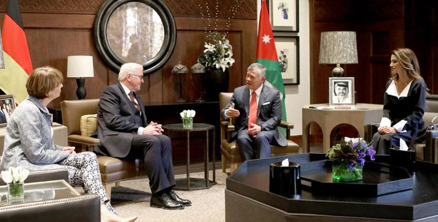 Jordan’s King Abdullah meets with German President Frank-Walter Steinmeier in Amman on Sunday (Jordan’s Royal Court)
