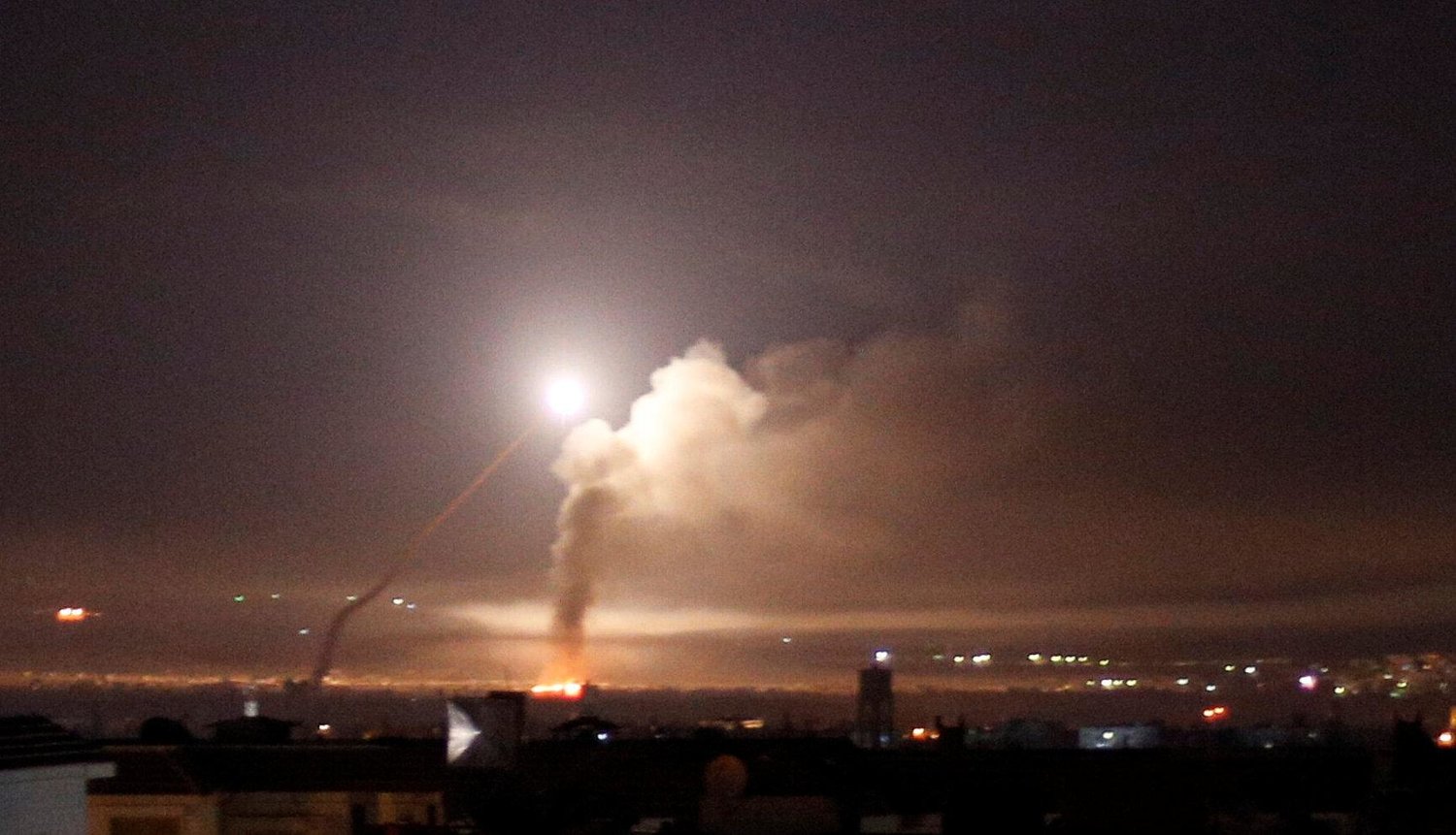 Missile fire is seen from Damascus, Syria May 10, 2018. REUTERS/Omar Sanadiki