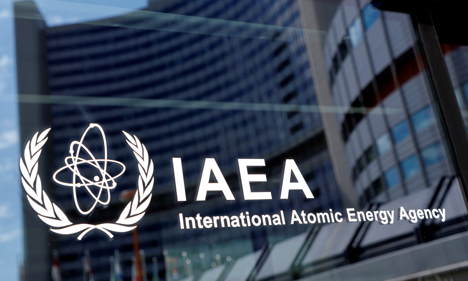 The logo of the International Atomic Energy Agency (IAEA) is seen at their headquarters during a board of governors meeting, amid the coronavirus disease (COVID-19) outbreak in Vienna, Austria, June 7, 2021. REUTERS/Leonhard Foeger