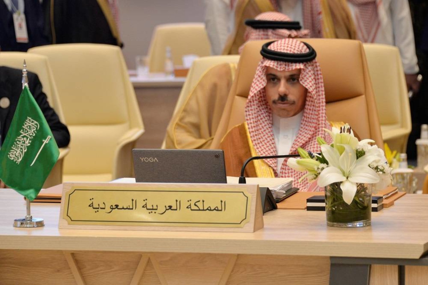 17 May 2023, Saudi Arabia, Jeddah: Saudi Arabia's Foreign Minister Prince Faisal bin Farhan bin Abdullah attends Arab league's foreign ministers meeting ahead of the Arab League summit on 19 May in Saudi Arabia. (SPA) 