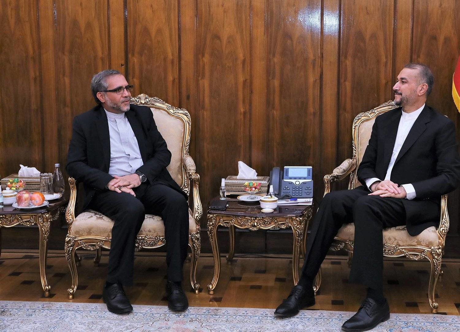 Iranian lawmaker Abbas Gurlu during his meeting with Iranian Foreign Minister Hossein Amirabdollahian (Iranian Foreign Ministry)