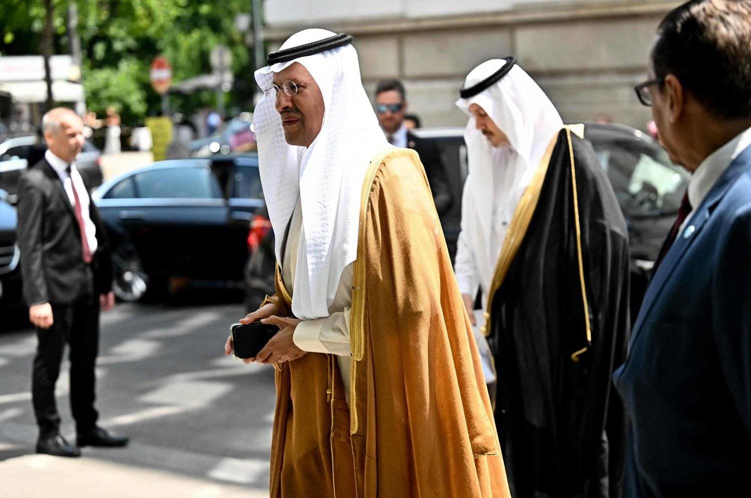 Saudi Energy Minister Prince Abdulaziz bin Salman upon his arrival at the OPEC headquarters in Vienna (AFP)
