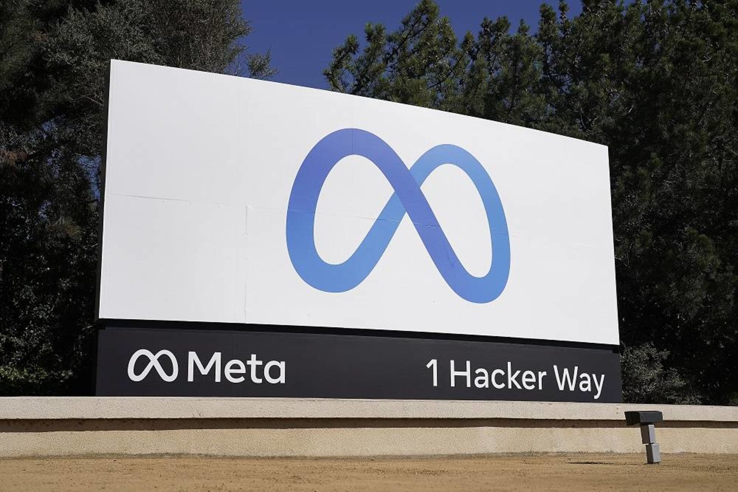Facebook's Meta logo sign is seen at the company headquarters in Menlo Park, Calif. on Oct. 28, 2021. (AP)