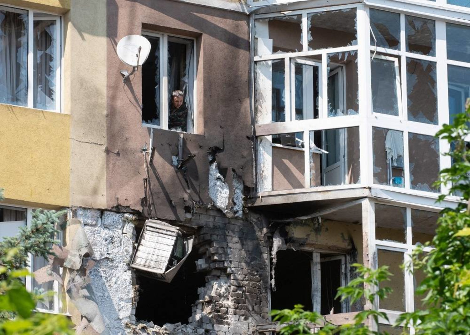  A view of a damaged multi-storey apartment building after a reported drone attack in Voronezh on June 9, 2023. (AFP) 