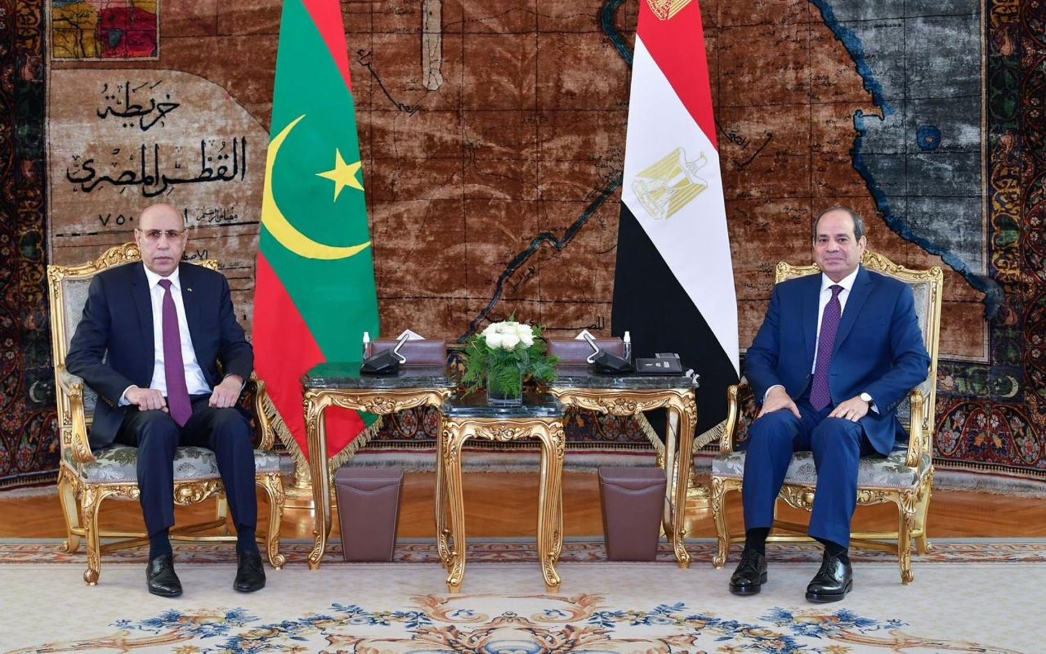  Egyptian President Abdel Fattah Al-Sisi with the President of Mauritania, Mohamed Ould Cheikh Al-Ghazaouani (Egyptian Presidency)