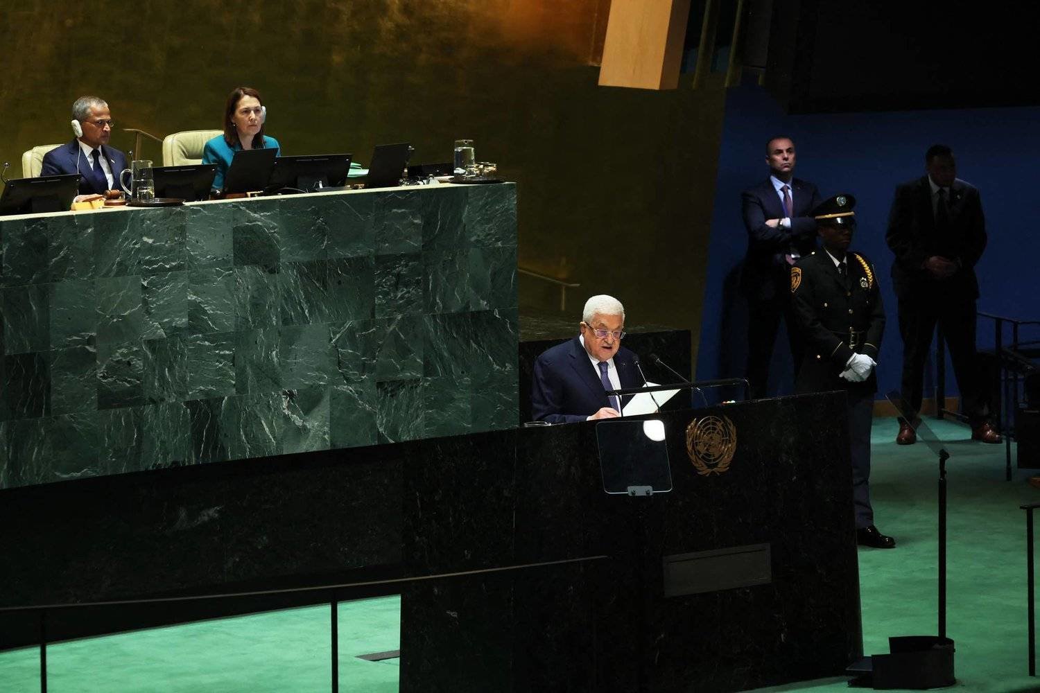 Palestinian President during his speech at the UN General Assembly (AFP)