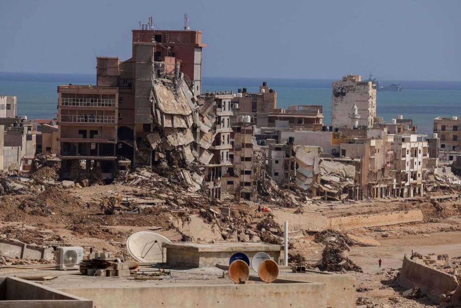  A view shows destroyed buildings in the aftermath of the the deadly storm that hit Libya, in Derna, Libya September 21, 2023. (Reuters)