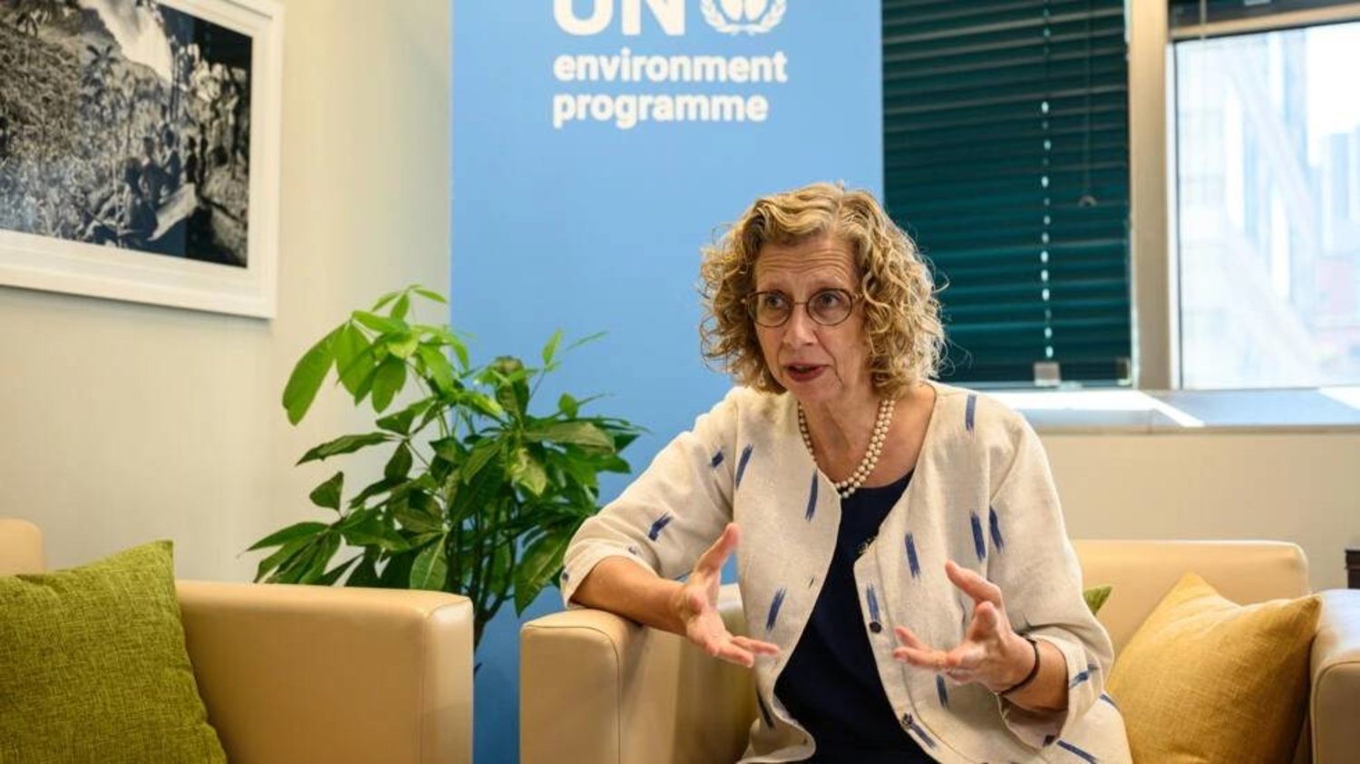 Inger Andersen, Under-Secretary-General of the United Nations and Executive Director of the UN Environment Program, speaks during an interview at UN headquarters in New York City on September 21, 2023. Ed JONES / AFP
