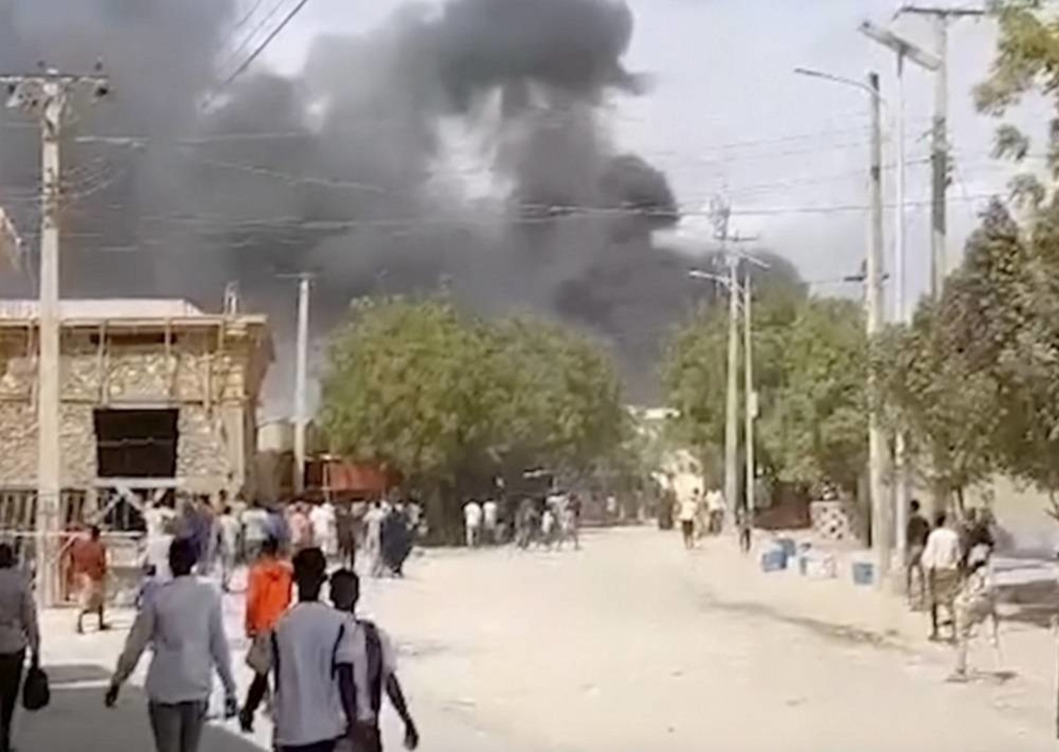 In this grab taken from video, smoke billows after an explosion in Beledweyne, Somalia, Saturday, Sept. 23, 2023. (AP)