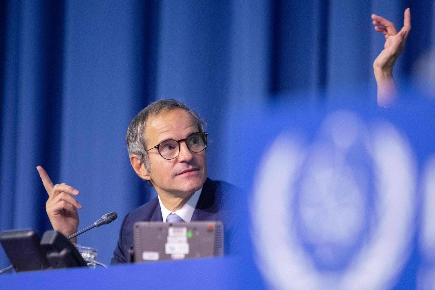 Grossi at the IAEA General Assembly meeting in Vienna. (AFP) 