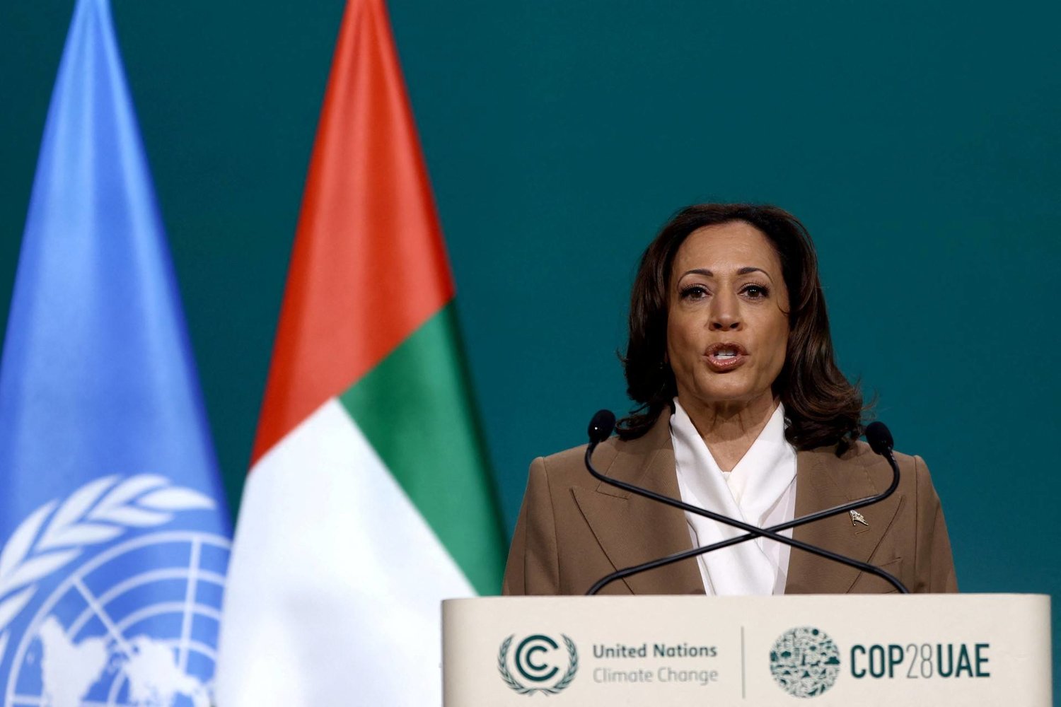 US Vice President Kamala Harris at COP 28 (Reuters)