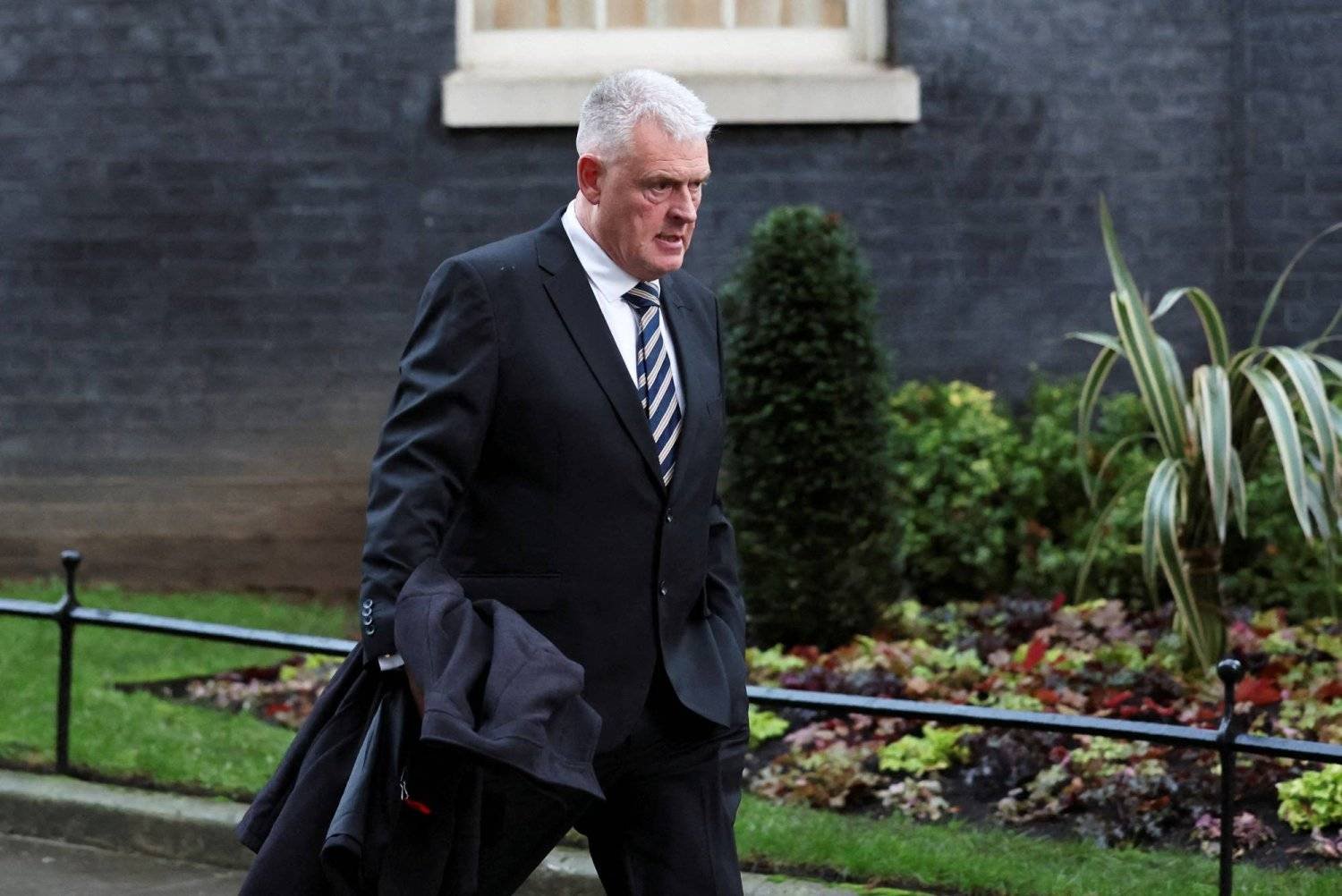 British lawmaker Lee Anderson walks towards 10 Downing Street in December. (Reuters)