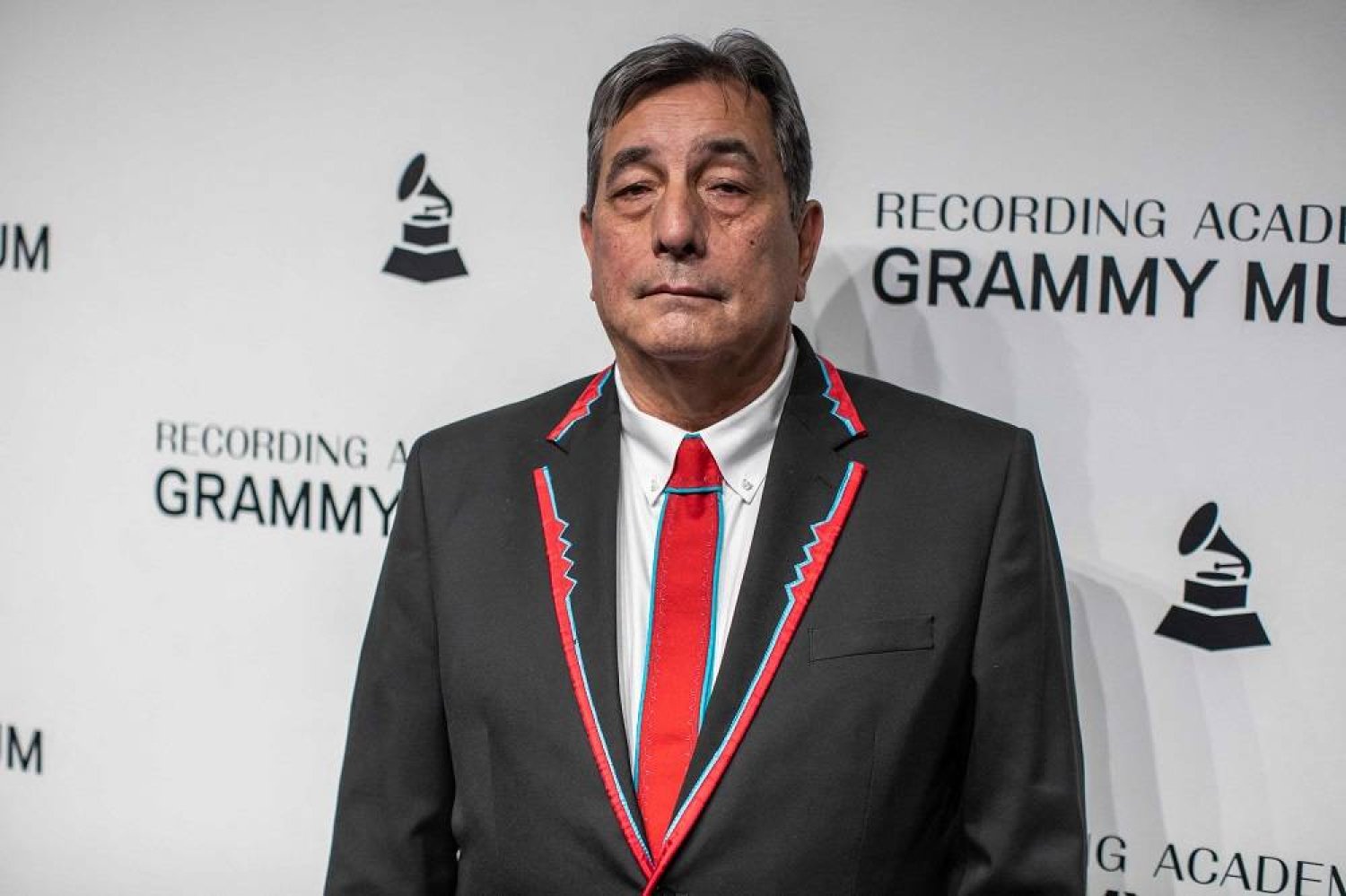 Songwriter Scott George, member of the Osage Native Americans Tribe, poses for a picture at the Grammy Museum in Los Angeles, on February 14, 2024. (AFP)