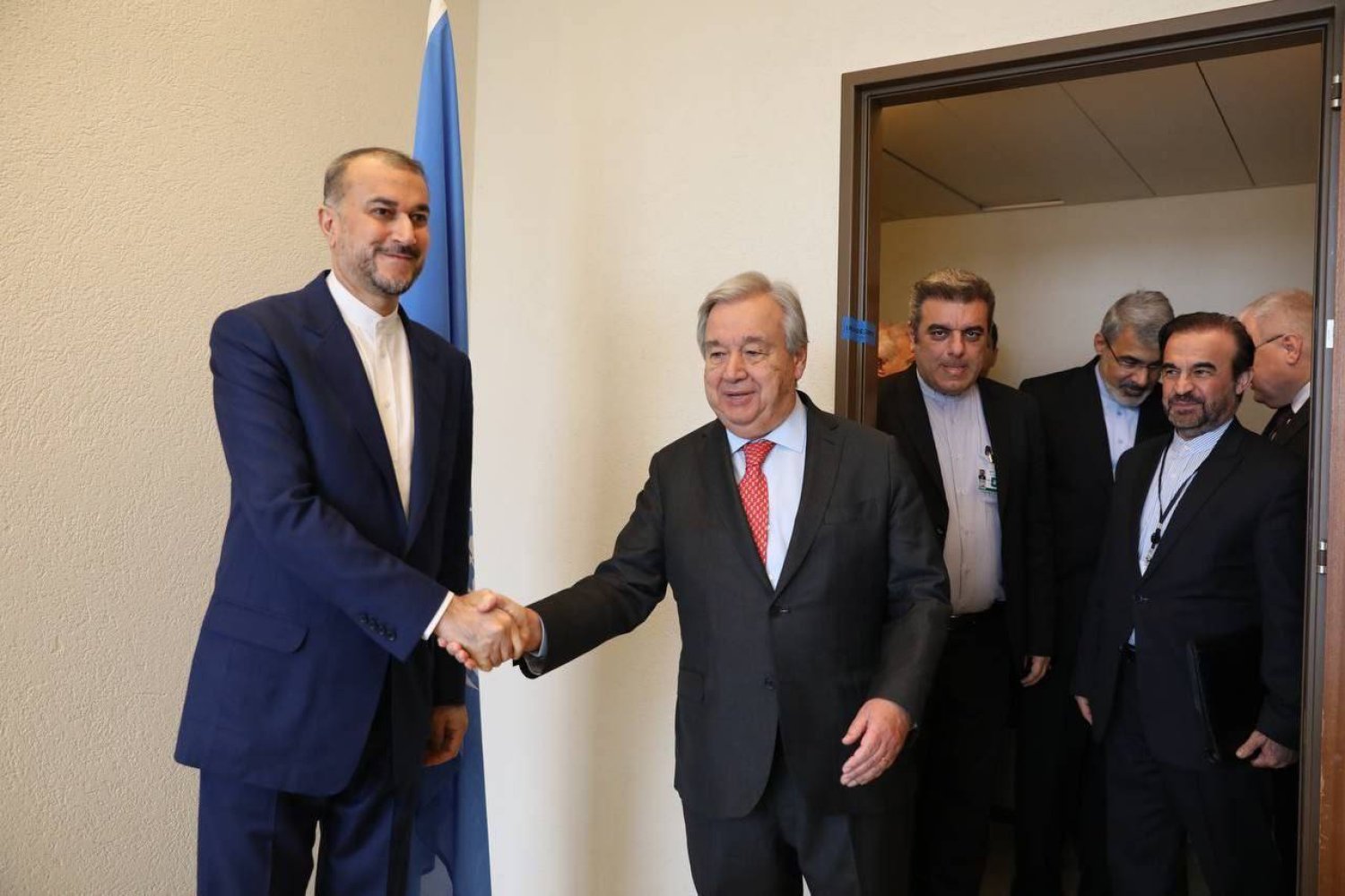 Iran's Foreign Minister Hossein Amirabdollahian with UN Sec-Gen Antonio Guterres (Iran's Foreign Ministry)

