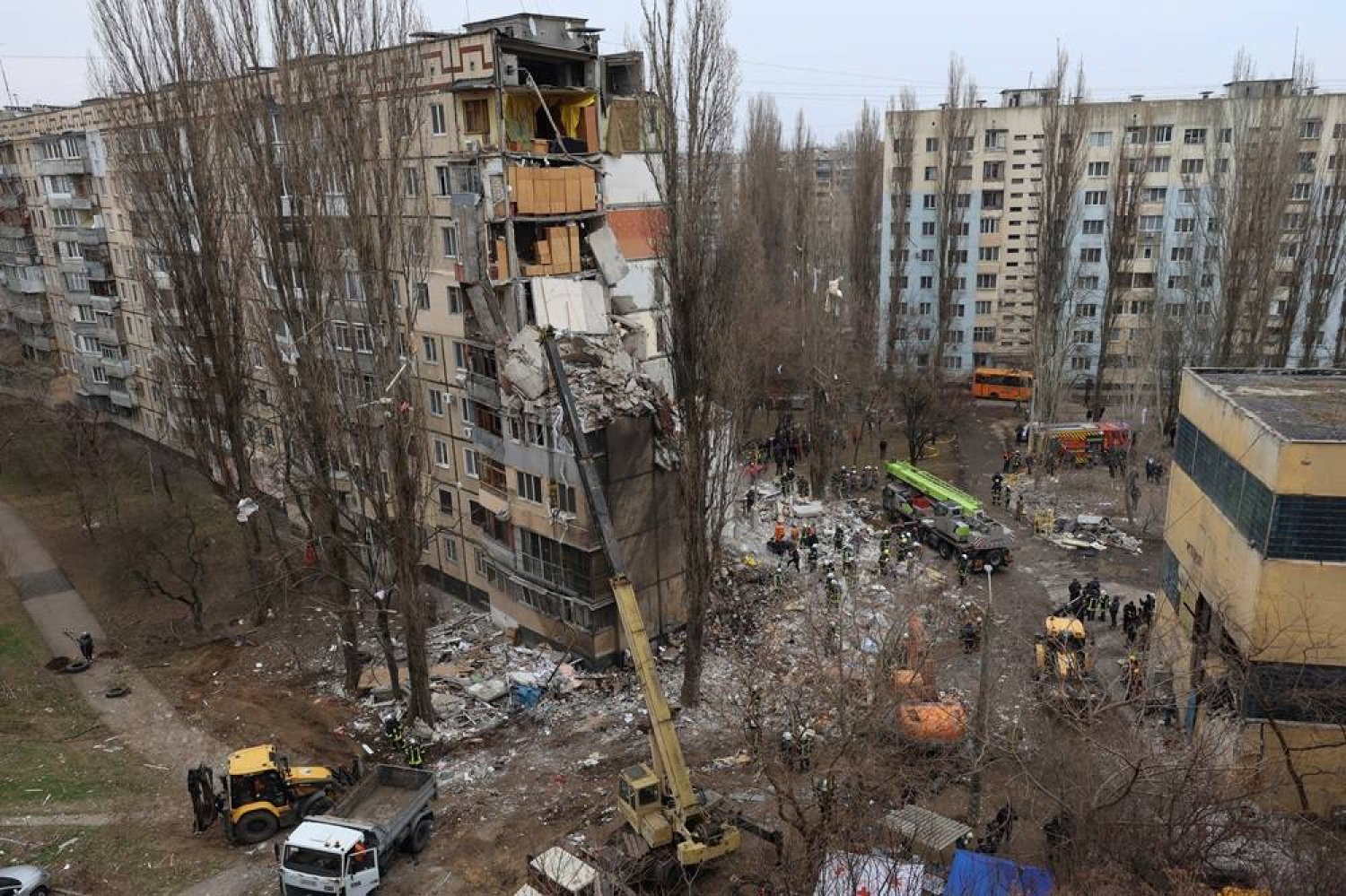  A general view shows an apartment building heavily damaged by a Russian drone strike, amid Russia's attack on Ukraine, in Odesa, Ukraine March 2, 2024. (Reuters)