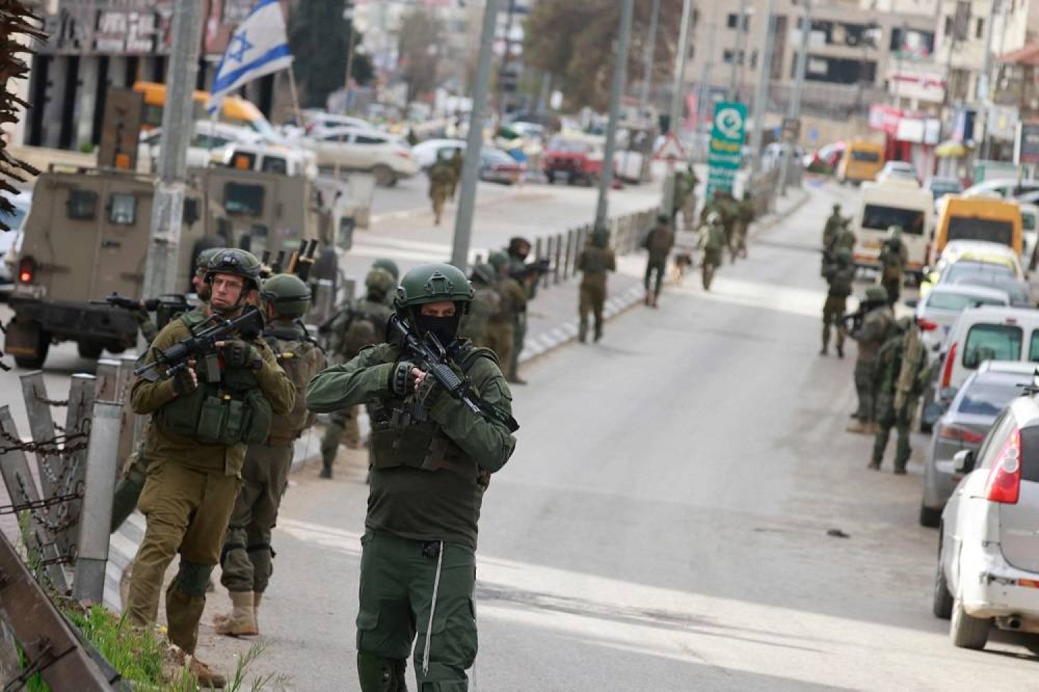 Israeli troops raid the Al-Amari refugee camp near Ramallah, in the occupied West Bank, on March 4, 2024. (AFP)