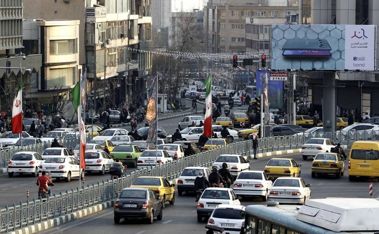 General view of the traffic in Tehran, Iran, 04 March 2024. (EPA)