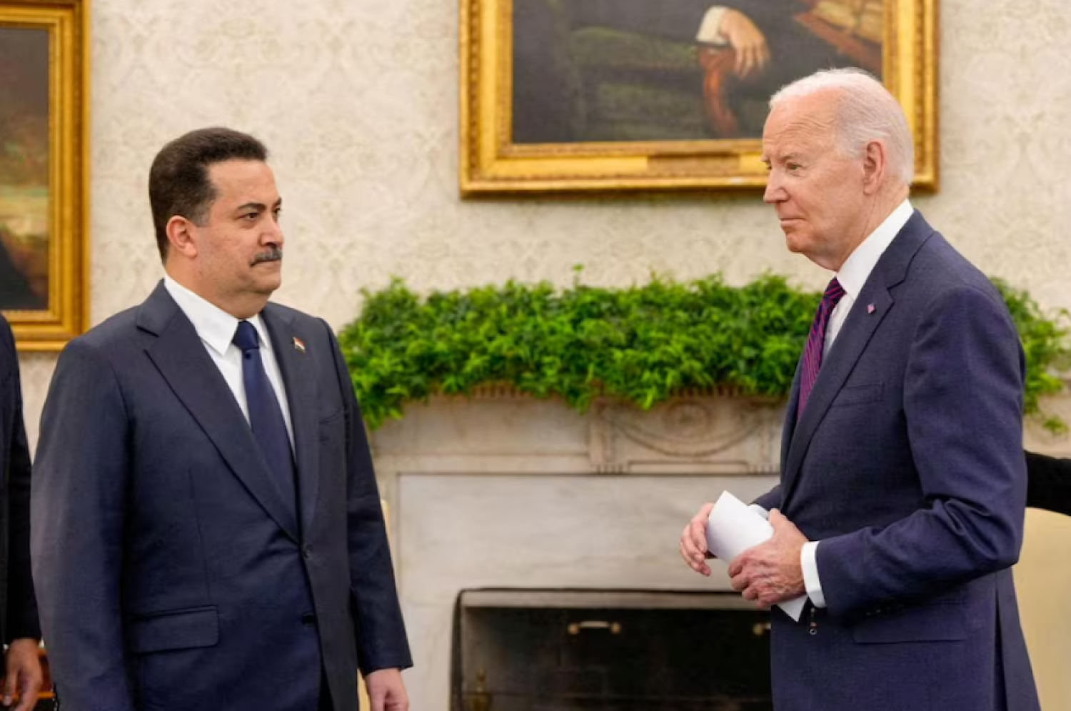 US President Joe Biden meets with Iraqi Prime Minister Mohammed Shia al-Sudani at the White House in Washington, US, April 15, 2024. Iraqi Prime Minister Media Office/Handout via REUTERS/File Photo Purchase Licensing Rights