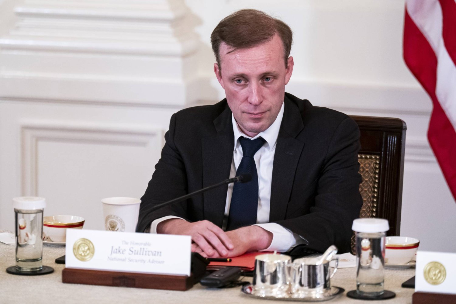 US national security adviser Jake Sullivan during a meeting in the East Room of the White House in Washington, DC, USA, on 11 April 2024. EPA/Al Drago / POOL