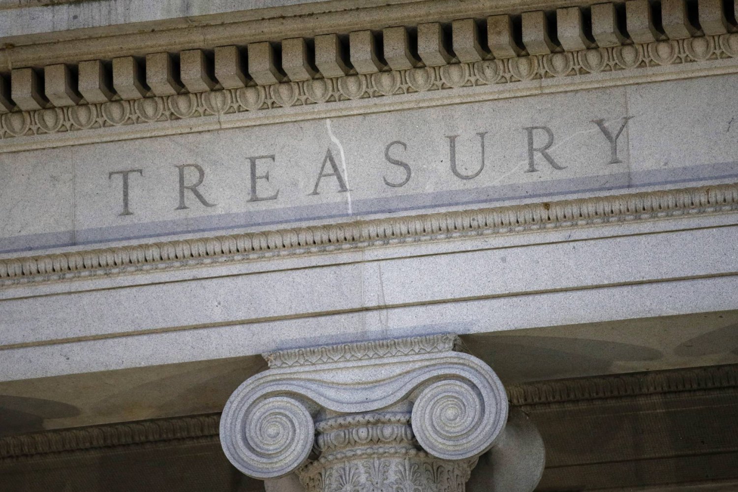 FILE - The US Treasury Department building, June 6, 2019, in Washington. (AP Photo/Patrick Semansky, File)