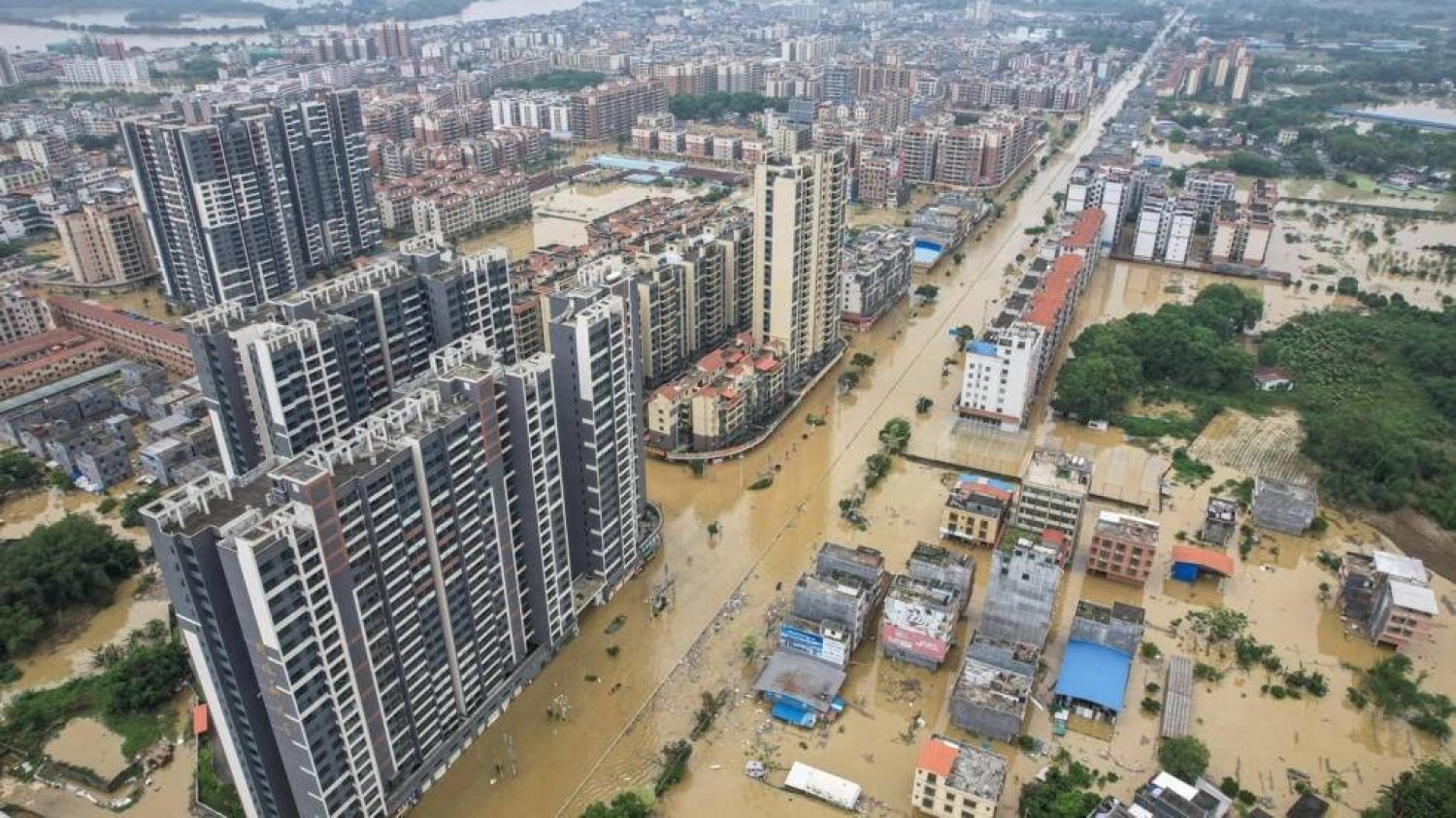 Hundreds of thousands of people have been evacuated due to flooding in southern China, including in Qingyuan (pictured). STR, STR / CNS/AFP