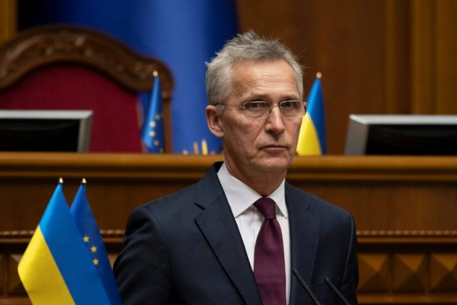 NATO Secretary General Jens Stoltenberg said 'Ukraine has been outgunned for months' but that 'more support is on the way'  - AFP
