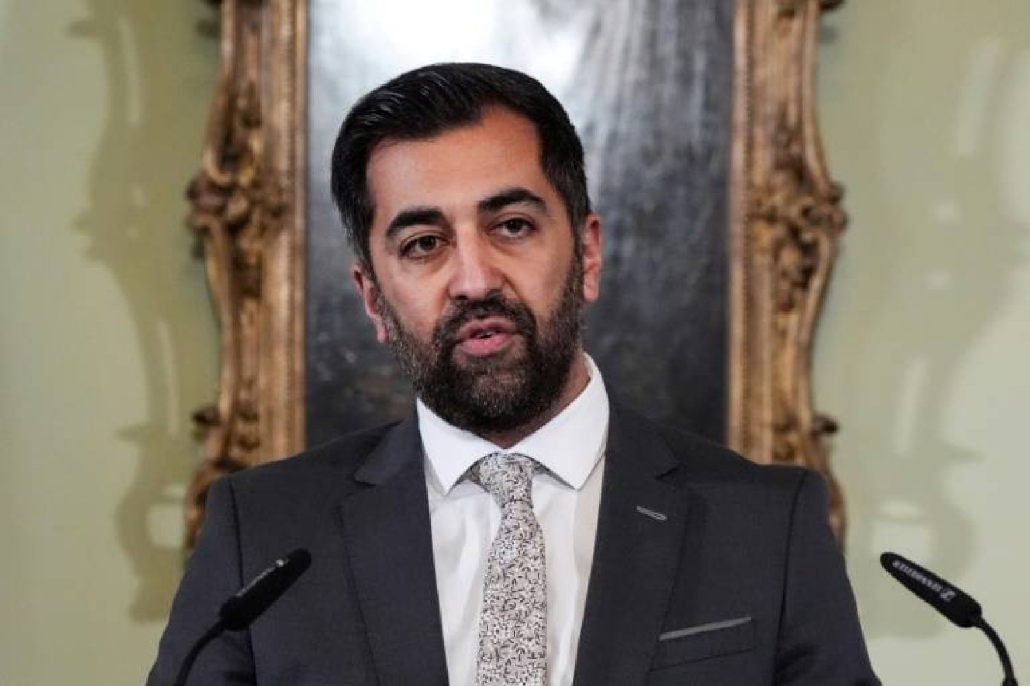 Humza Yousaf announced his resignation in an appearance at Bute House in Edinburgh - AFP