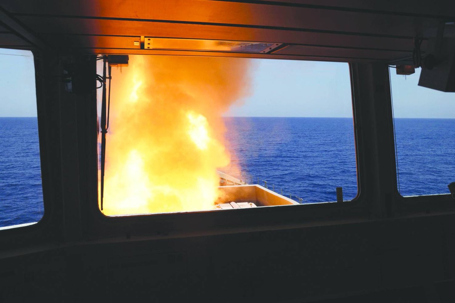 In this photo provided by the Ministry of Defense (MoD), a Sea Viper missile is  launched from HMS Diamond to shoot down a missile fired by the Iranian-backed Houthis from Yemen, Wednesday, April 24, 2024. (LPhot Chris Sellars/MoD Crown copyright via AP)