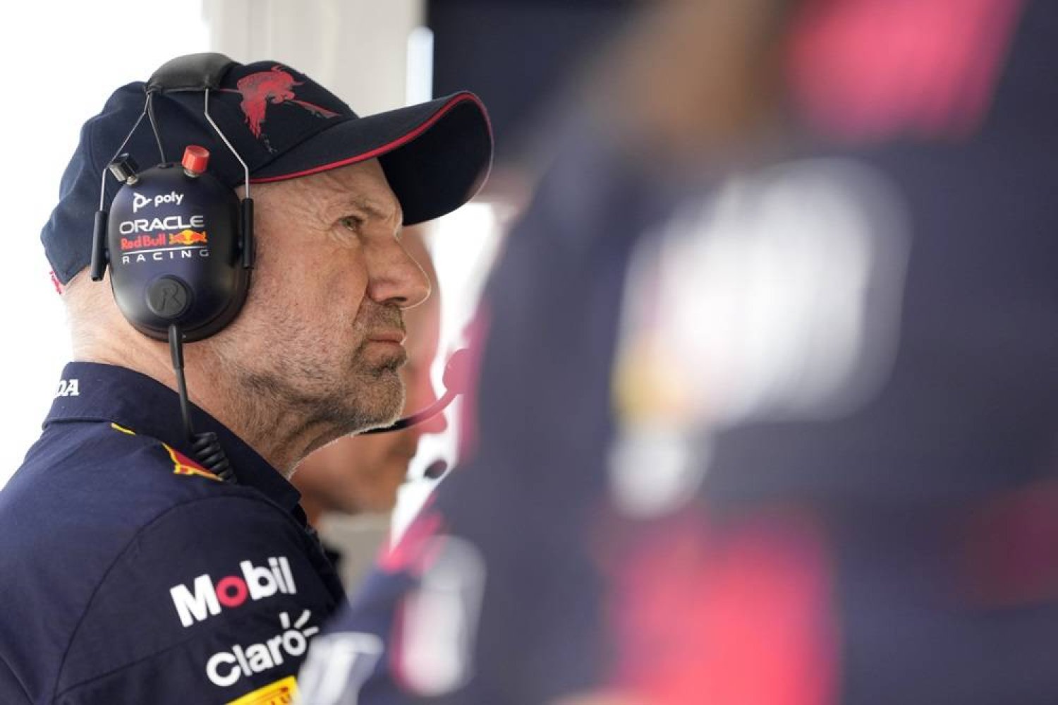Technical chief Adrian Newey of Red Bull Racing watches the Spanish Formula One Grand Prix at the Barcelona Catalunya racetrack in Montmelo, Spain, Sunday, May 22, 2022. (AP)