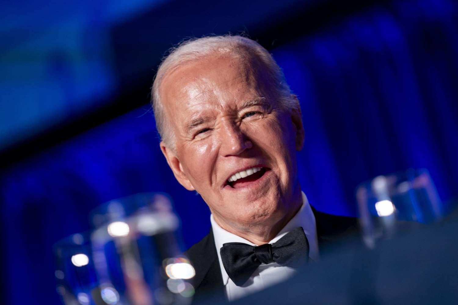 US President Joe Biden laughs during the White House Correspondents' Association dinner at the Washington Hilton in Washington, DC, USA, 27 April 2024.  EPA/BONNIE CASH / POOL