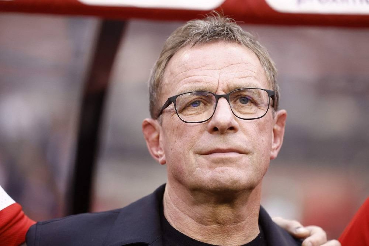 Austria's coach Ralf Rangnick looks on during the UEFA Euro 2024 group F qualification football match between Belgium and Austria at the King Baudouin Stadium in Brussels, on June 17, 2023.  (AFP)