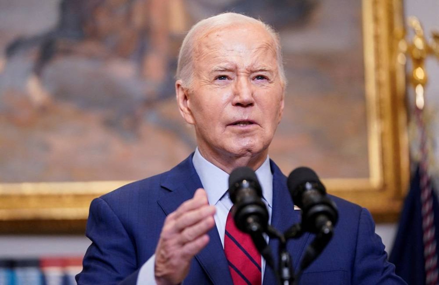 US President Joe Biden speaks about student protests at US universities, amid the ongoing conflict between Israel and Hamas, during brief remarks in the Roosevelt Room at the White House in Washington, US, May 2, 2024. (Reuters)