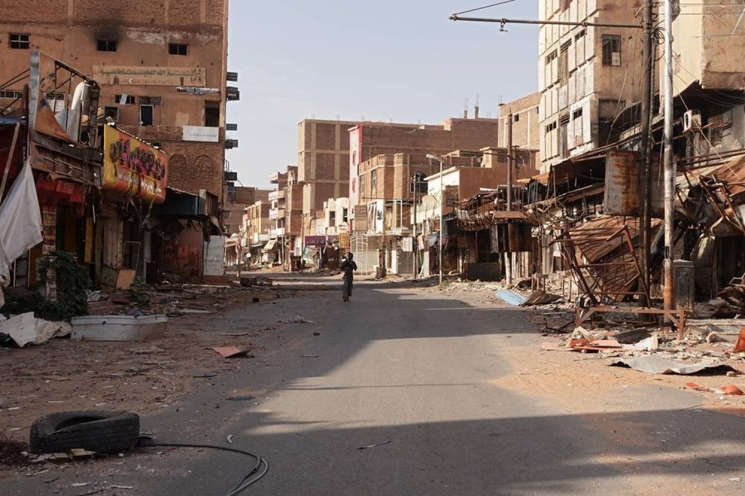 A view of a street in the city of Omdurman damaged in the year-long civil war in Sudan, April 7, 2024. (Reuters)