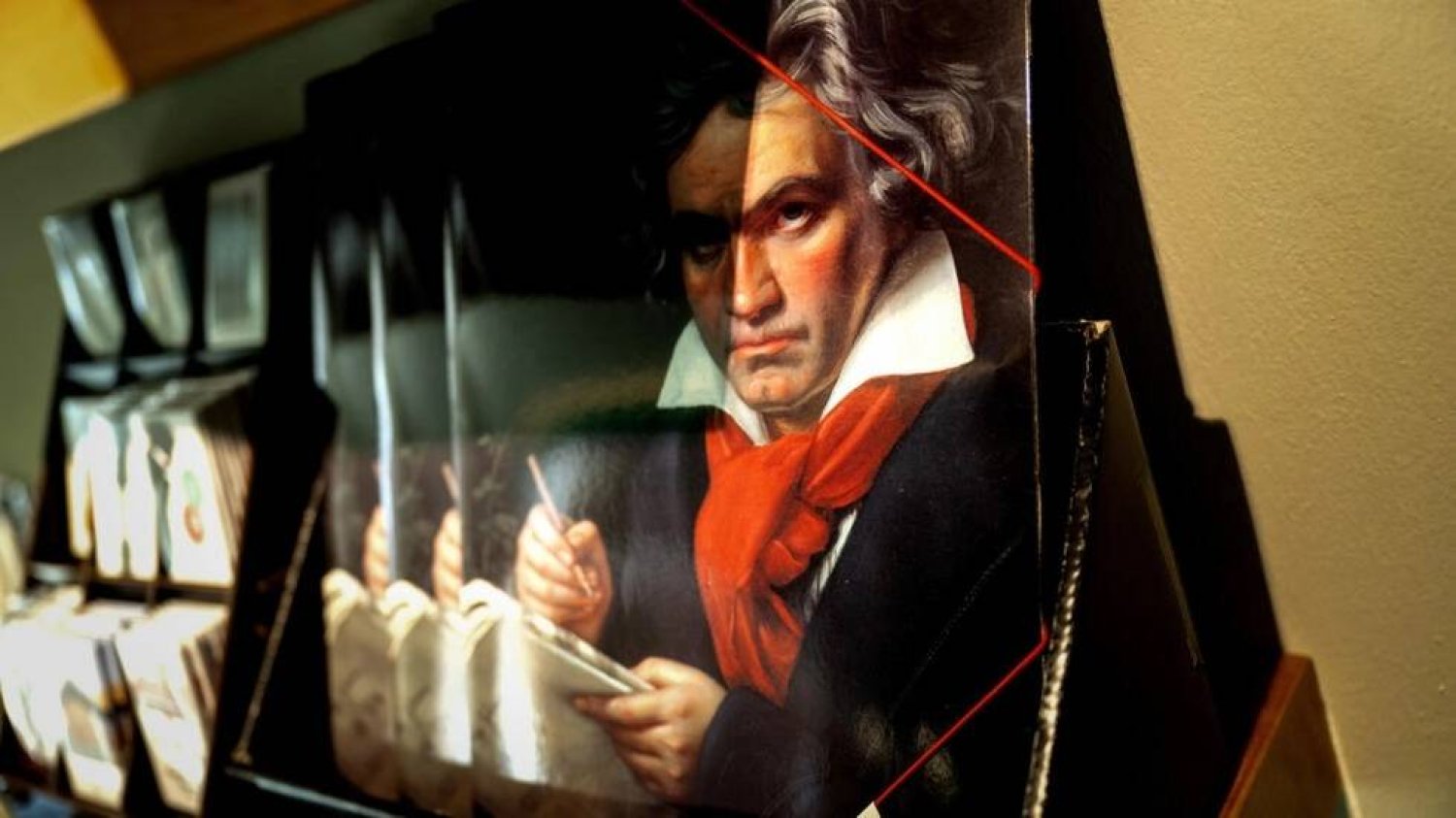A picture of German composer Ludwig van Beethoven in the gift shop of the Beethoven House museum in Baden near Vienna where he spent his summers. Joe Klamar / AFP
